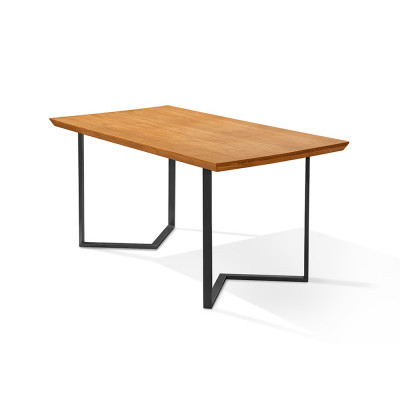 Mesa Industrial 1,20m Alice Tampo Em Madeira Maciça Base Cor Preto
