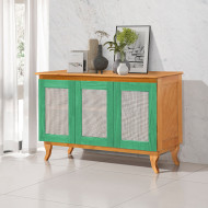 Buffet Aparador Tela 3p Madeira Maciça Deltan - Verde / Imbuia