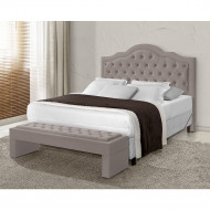 Cabeceira Cama Box Casal Tamanho 1,40 Estofada Veneza Com Framer Veludo Pavia Bege