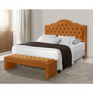 Cabeceira Cama Box Casal Tamanho 1,40 Estofada Veneza Com Framer Veludo Terracota (100)