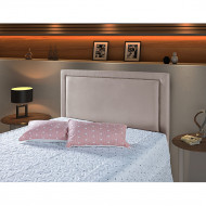 Cabeceira Casal Estofada Cama Box 1,95 Turim Com Framer Veludo Pavia Bege(100)