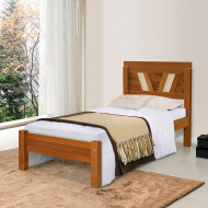 Cama De Solteiro Madeira Magnolia Castanho
