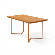 Mesa Retangular 120x80 Alice Tampo Em Madeira Base Industrial Cobre