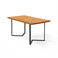 Mesa Industrial 1,20m Alice Tampo Em Madeira Maciça Base Cor Preto