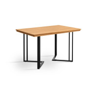 Mesa de Jantar Industrial Michigan 1,20 Tampo em Madeira Maciça Imbuia Pés em Aço Preto