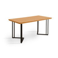 Mesa de Jantar Industrial Michigan 1,60 Tampo em Madeira Maciça Imbuia Pés em Aço Preto