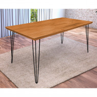 Mesa Jantar Industrial 1,60m Lanna Madeira E Ferro - Imbuia Atraente Móveis(100)