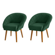 Kit 2 Poltronas Decorativas Giovana Pés Palito Veludo Verde