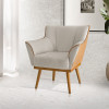 Kit 10 Poltronas Decorativas Floresta Base em Madeira Veludo Bege com Courino - 2