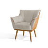 Kit 10 Poltronas Decorativas Floresta Base em Madeira Veludo Bege com Courino - 5