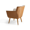 Kit 10 Poltronas Decorativas Floresta Base em Madeira Veludo Bege com Courino - 3