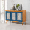 Buffet Aparador Tela 3p Madeira Maciça Deltan - Azul / Imbuia - 1