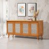 Buffet Aparador Madeira Vintage Tela 4p Deltan Imbuia - Atraente Móveis - 1