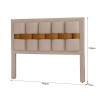 Cabeceira Cama Box Casal Tamanho 1,40 Estofada Arezzo Com Framer Veludo Pavia Bege e Listra Caramelo - 4