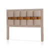 Cabeceira Cama Box Casal Tamanho 1,40 Estofada Arezzo Com Framer Veludo Pavia Bege e Listra Caramelo - 2