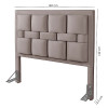 Cabeceira Casal Estofada Cama Box 1,40 Veludo Bege Pavia Com Frame Arezzo - 3