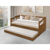 Sofá Cama Solteiro Vintage Com Cama Auxiliar Madeira + 2 Colchões - Imbuia - 1