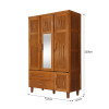 Guarda Roupa Em Madeira Maciça 3 Portas 1 Porta Com Espelho Imperatriz Castanho  - 5