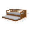 SOFA CAMA SOLTEIRO DE MADEIRA COM CAMA AUXILIAR ATRAENTE CASTANHO