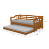 Sofá Cama Solteiro Vintage Com Cama Auxiliar Madeira + 2 Colchões - Imbuia - 4