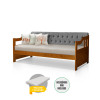 Sofá Cama Dublin Mona Estofado Capitonê Veludo Cinza Madeira Com 1 Colchão - Castanho - 3