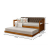 Bicama Dublin Estofado Capitonê Veludo Marrom Madeira Com Cama Auxiliar 2 Colchões - Castanho - 5