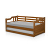 SOFA CAMA SOLTEIRO DE MADEIRA COM CAMA AUXILIAR ATRAENTE CASTANHO